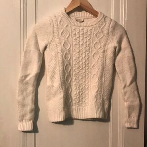 J. Crew White Cable Knit Sweater